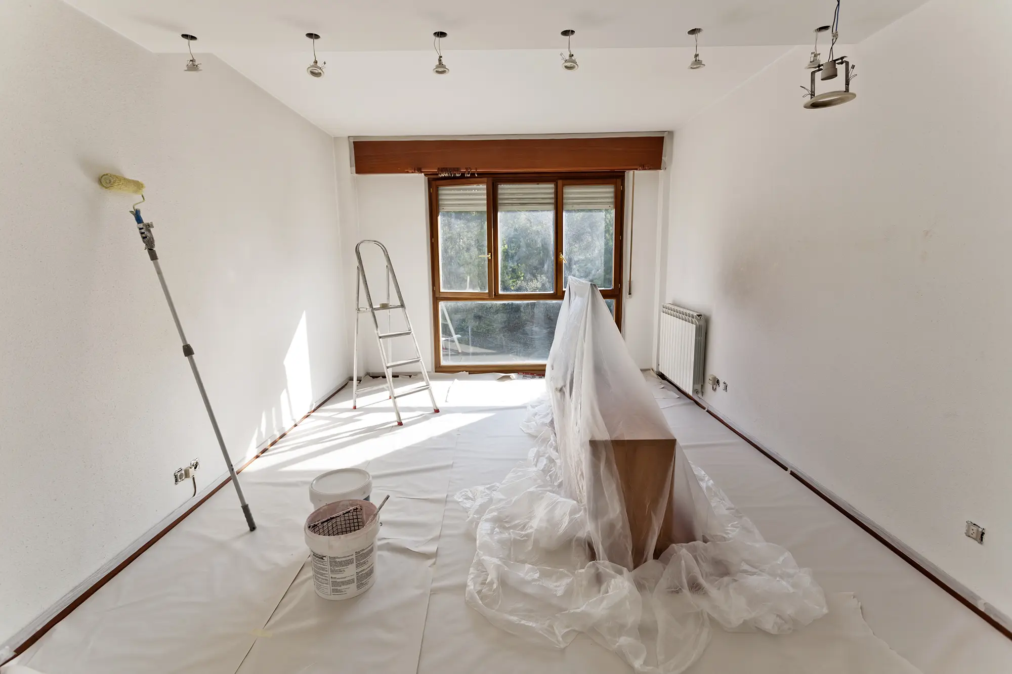 Freshly prepared room ready for painting
